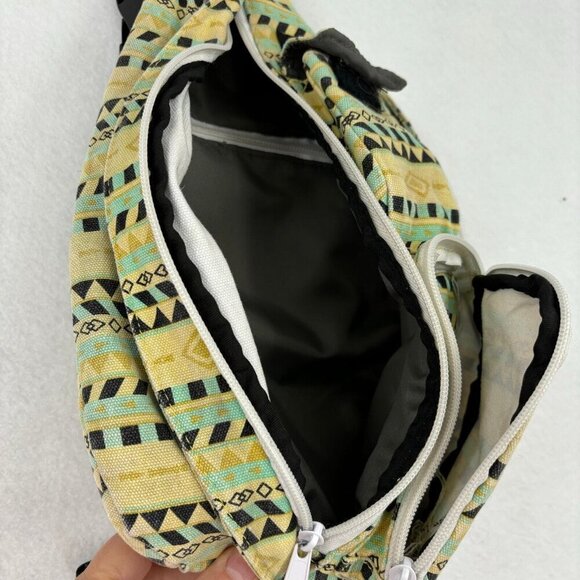KAVU Rope Bag Sling Crossbody Yellow Geometric Aztec Canvas Shoulder Backpack 1 - Picture 3 of 8